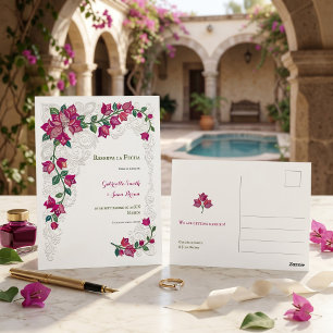 Bougainvillea Kant Art Nouveau Reserveer de Datum Briefkaart