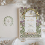 Bougainvillea Lila Gold Wedding Art Nouveau Mucha Folie Uitnodiging<br><div class="desc">Art Nouveau Floral Lila & Gold Wedding Invitations door Alphonse Mucha in een romantisch en griezelig ontwerp met Real Gold Foil. Victoriaans bloei vult klassieke art decofonts aan. Voer je aangepaste gegevens in en je bent klaar. Als u het ontwerp verder wilt wijzigen, klikt u op de blauwe knop "Aanpassen"....</div>