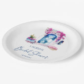 Bougainvillea Mediterraan thema vrijgezellenfeest Papieren Bordje (Gekanteld)