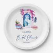 Bougainvillea Mediterraan thema vrijgezellenfeest Papieren Bordje (Voorkant)