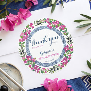 Bougainvillea Mediterraans Griekse Bruiloftsdans Ronde Sticker