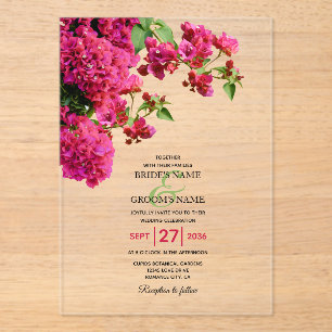 Bougainvillea Mediterranean Greek Island Wedding Acryl Uitnodigingen