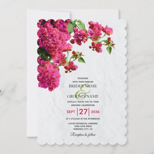 Bougainvillea Mediterranean Greek Island Wedding Kaart (Voorkant)