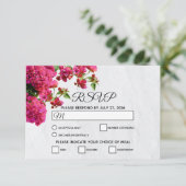 Bougainvillea Mediterranean Greek Island Wedding RSVP Kaartje (Staand voorkant)