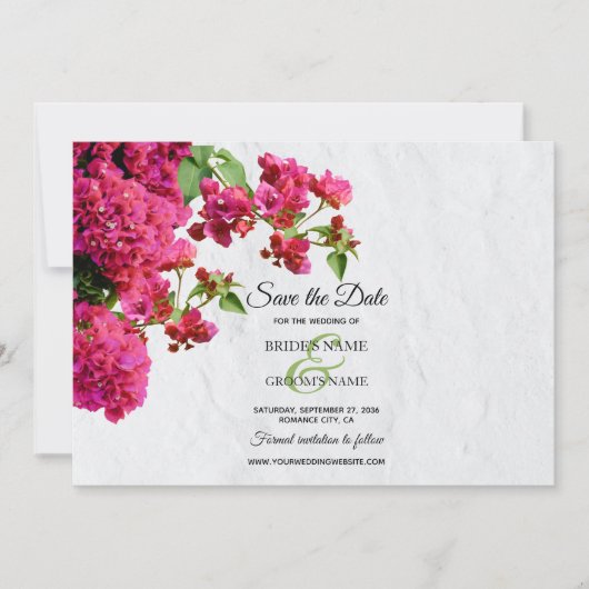 Bougainvillea Mediterranean Greek Island Wedding Save The Date (Voorkant)