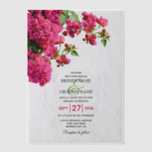 Bougainvillea Mediterranean Greek Island Wedding Vellum Uitnodigingen (Voorkant)