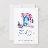 Bougainvillea Middellandse Zee thema bruidsdouche Bedankkaart (Voorkant)