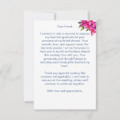 Bougainvillea Middellandse Zee thema bruidsfeest Bedankkaart (Achterkant)