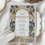 Bougainvillea Navy Blauw Goud Bruiloft Art Nouveau Folie Uitnodiging<br><div class="desc">Art Nouveau Floral Blue & Gold Wedding Invitations door Alphonse Mucha in een romantisch en griezelig ontwerp met Real Gold Foil. Victoriaans bloei vult klassieke art decofonts aan. Voer je aangepaste gegevens in en je bent klaar. Als u het ontwerp verder wilt wijzigen, klikt u op de blauwe knop "Aanpassen"....</div>