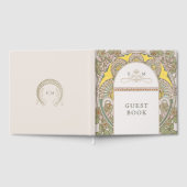 Bougainvillea Navy Blauw Goud Bruiloft Art Nouveau Gastenboek (Volledig)