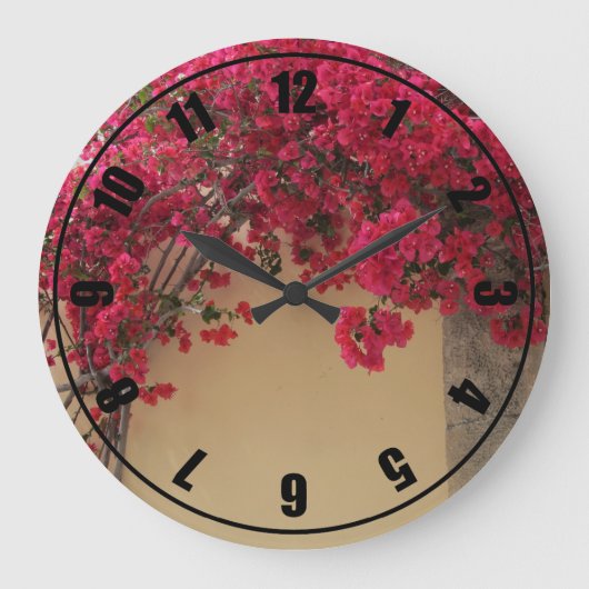Bougainvillea op een Oude Muur Grote Klok (Voorkant)