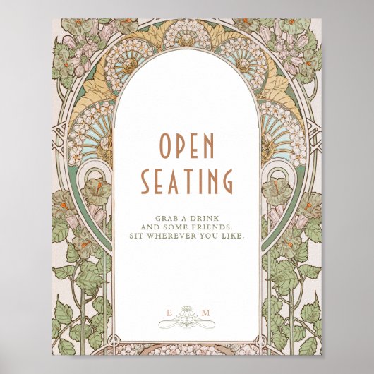 Bougainvillea Open Seating Sign Retro Poster (Voorkant)