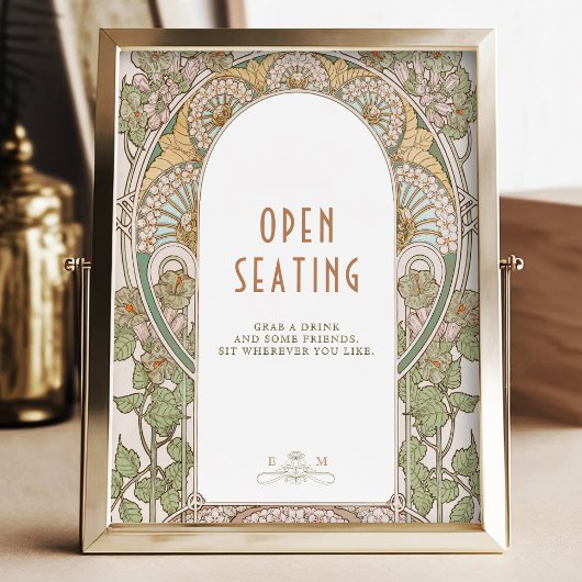 Bougainvillea Open Seating Sign  Retro Poster