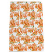 Bougainvillea oranje waterverf bruiloft gunstzak medium cadeauzakje (Achterkant)