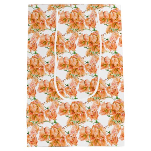 Bougainvillea oranje waterverf bruiloft gunstzak medium cadeauzakje (Achterkant)