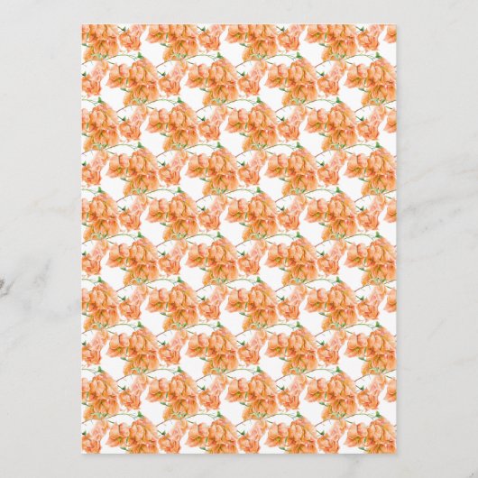 Bougainvillea oranje waterverf trouwbar menu (Achterkant)