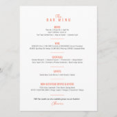 Bougainvillea oranje waterverf trouwbar menu (Voorkant)