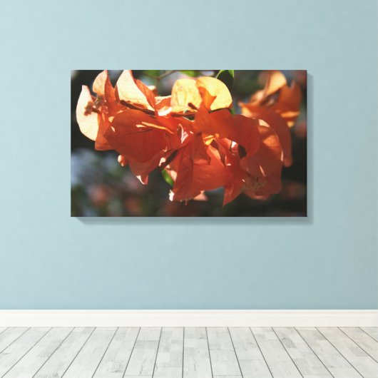 Bougainvillea (perzikafsluiting) canvas afdruk (Insitu (Houten vloer))