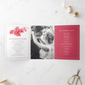 Bougainvillea rode bloemen waterverf bruiloft drieluik programma (Binnen)