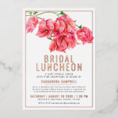 Bougainvillea rood koraal roze wit bruids lunch folie uitnodiging (Voorkant)