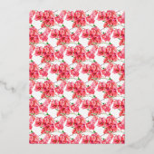 Bougainvillea rood koraal roze wit bruids lunch folie uitnodiging (Achterkant)