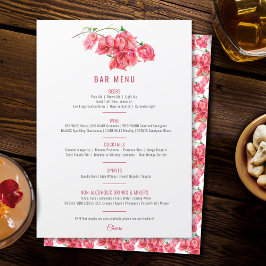 Bougainvillea rood roze waterverf bruiloft Bar Menu