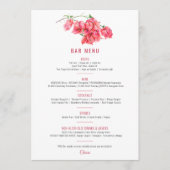 Bougainvillea rood roze waterverf bruiloft Bar Menu (Voorkant)