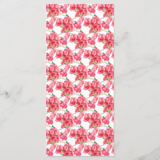 Bougainvillea rood roze waterverf bruiloft menu (Achterkant)