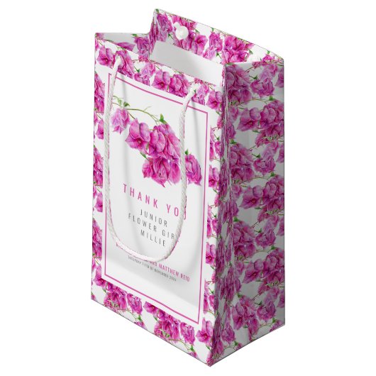 Bougainvillea roze bloem meisje jr. bruiloft gunst klein cadeauzakje (Voorkant Gekanteld)