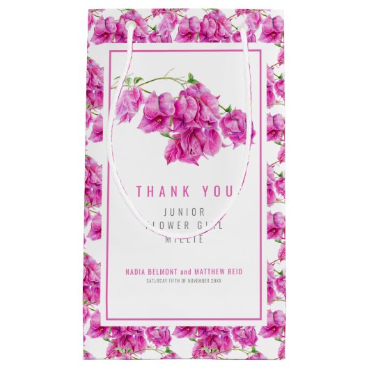 Bougainvillea roze bloem meisje jr. bruiloft gunst klein cadeauzakje (Voorkant)