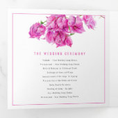 Bougainvillea roze bloemen waterverf bruiloft Tri- Drieluik Programma (Binnenzijde eerst)