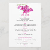 Bougainvillea roze paarse waterverf bruiloft Bar Menu (Voorkant)