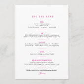 Bougainvillea roze paarse waterverf bruiloft bar menu (Voorkant)