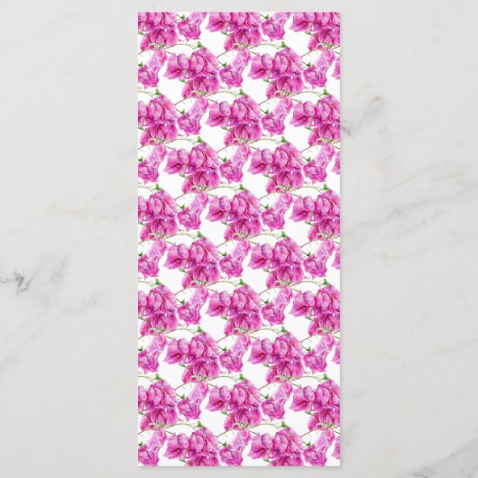 Bougainvillea roze paarse waterverf bruiloft menu (Achterkant)