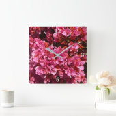 Bougainvillea Roze Tropische Vining Shrub Foto Vierkante Klok (Huis)