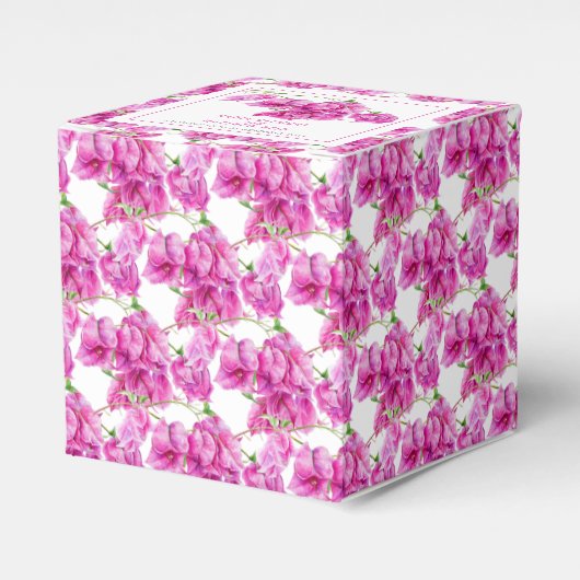 Bougainvillea roze waterverf bruiloft bedankdoosjes (Voorkant Zijde)