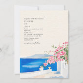 Bougainvillea Santorini bestemming bruiloft Kaart (Voorkant)