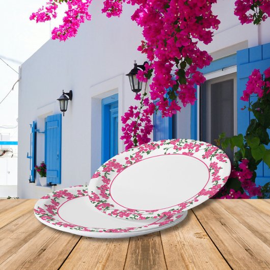 Bougainvillea Santorini Grieks / Spaans thema Papieren Bordje