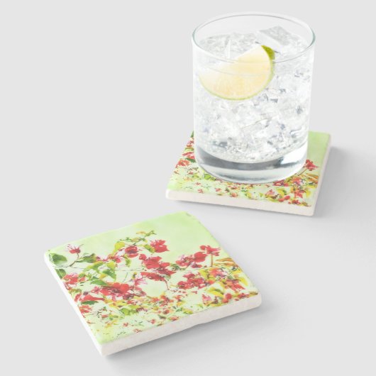 Bougainvillea Tropical Art Flower Marble Stenen Onderzetter (Zijkant)