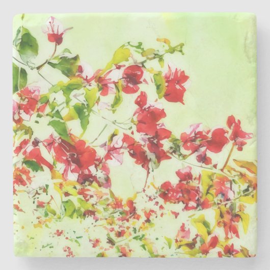 Bougainvillea Tropical Art Flower Marble Stenen Onderzetter (Voorkant)