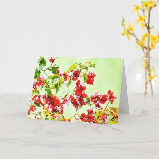 Bougainvillea Tropical Floral Art Note Kaart (Gele Bloem)
