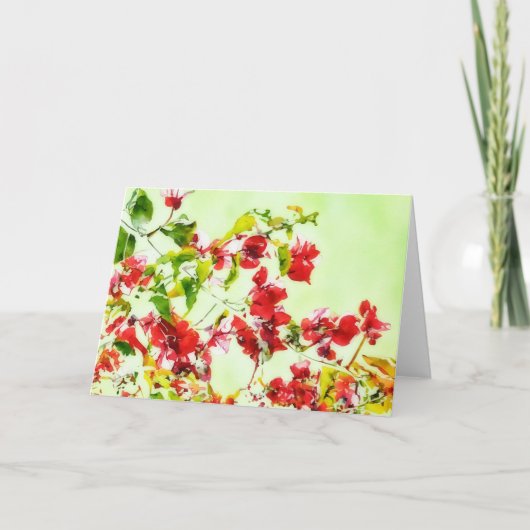 Bougainvillea Tropical Floral Art Note Kaart (Voorkant)