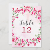 Bougainvillea Tropical Forest Wedding Table Number Kaart (Voorkant)