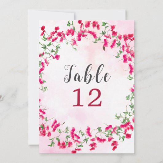 Bougainvillea Tropical Forest Wedding Table Number Kaart (Voorkant)