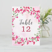 Bougainvillea Tropical Forest Wedding Table Number Kaart (Staand voorkant)