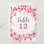 Bougainvillea Tropical Forest Wedding Table Number Kaart (Voorkant / Achterkant)