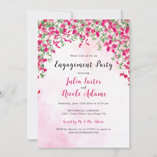 Bougainvillea Tropical Rainforest Engagement Party Kaart (Voorkant)