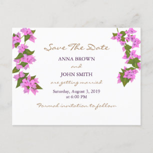 Bougainvillea Tropical Save the Date Aankondigingskaart