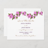 Bougainvillea Tropical Save the Date Notice Briefkaart (Voorkant / Achterkant)