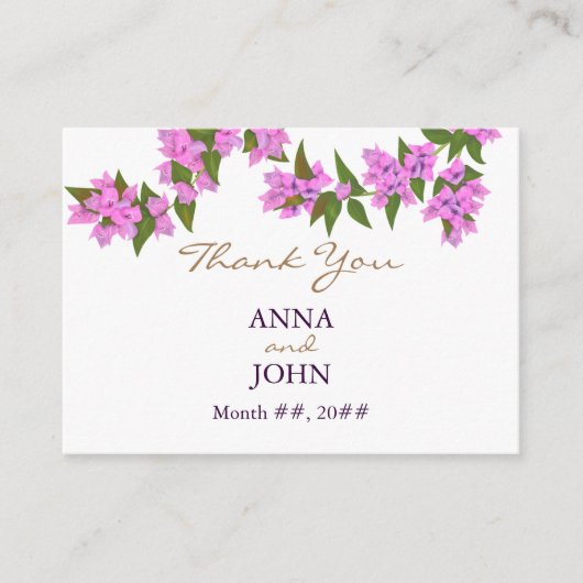 Bougainvillea Tropical Wedding Bedankt v2 Informatiekaartje (Voorkant)